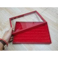 Hộp nhung trưng bày nhẫn nắp kính cao cấp size 23,5 x 16 x 4cm